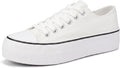 White lace-up platform sneaker without a visible logo