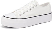 White lace-up platform sneaker without a visible logo