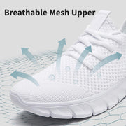 White knit slip-on walking sneaker without a visible logo - additional view 3