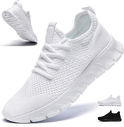 White knit slip-on walking sneaker without a visible logo